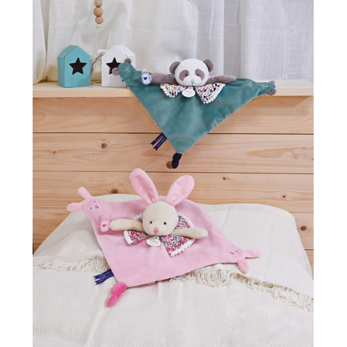 Doudou With Finger Puppet Bunny - რბილი სათამაშო პირსაწმენდით - image 2 | Labebe