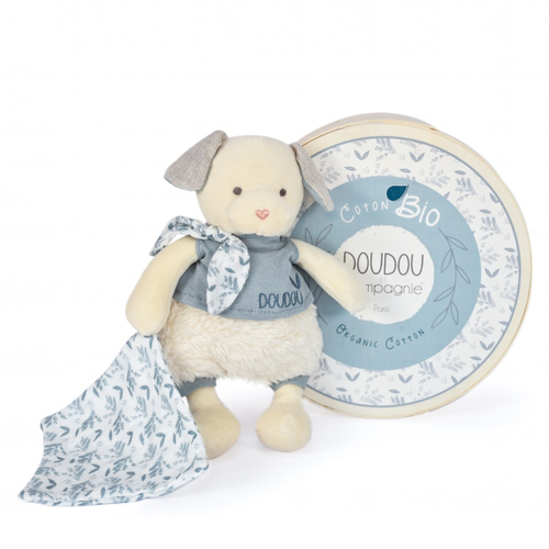 Doudou Botanic Organic Dog Mm With Doudou Blue - Soft toy with a handkerchief - image 1 | Labebe