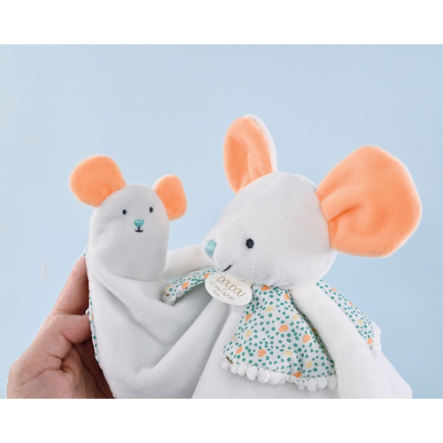 Doudou With Finger Puppet Mouse - რბილი სათამაშო პირსაწმენდით - image 3 | Labebe