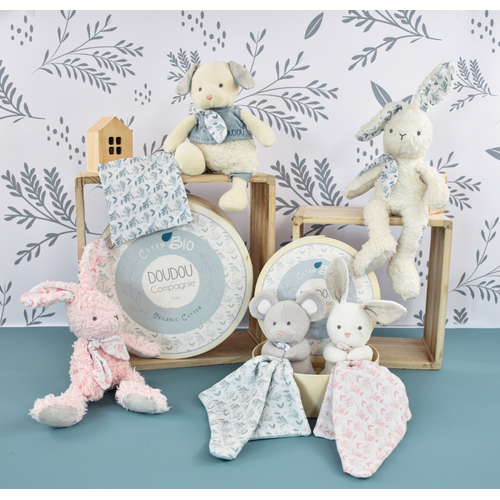 Doudou Botanic Organic Bunny Pm With Pink Doudou - Мягкая игрушка с платочком - изображение 5 | Labebe