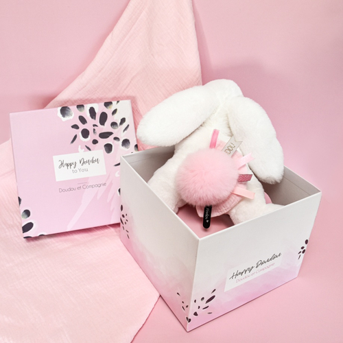 Happy Blush Doudou Pompon Pink - რბილი სათამაშო პირსაწმენდით - image 7 | Labebe