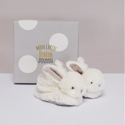 Lapin Bonbon Booties With Rattle Taupe 0/6 Months - Baby slippers with rattles - image 4 | Labebe