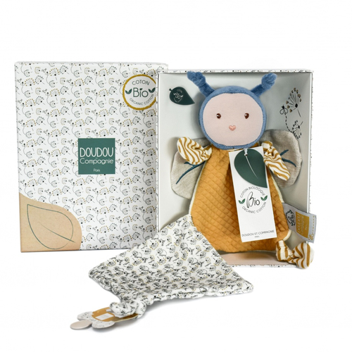 Pollen The Organic Bee Doudou Pacifier - Soft toy with a handkerchief and pacifier holder - image 1 | Labebe