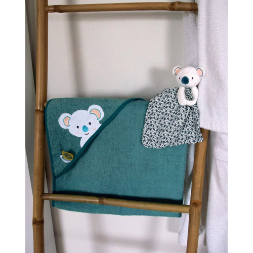 Bath Cape & Doudou Yoca Le Koala - Детское банное полотенце с мягкой игрушкой - изображение 4 | Labebe