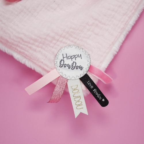 Happy Blush Doudou Pompon Pink - Мягкая игрушка с платочком - изображение 4 | Labebe