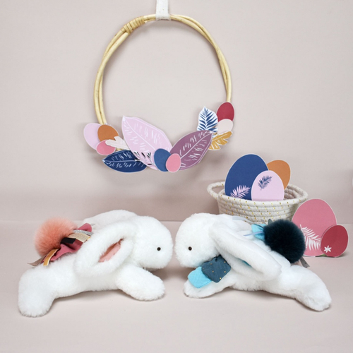 Happy Pop Doudou Pompon Paon - Мягкая игрушка с платочком - изображение 6 | Labebe