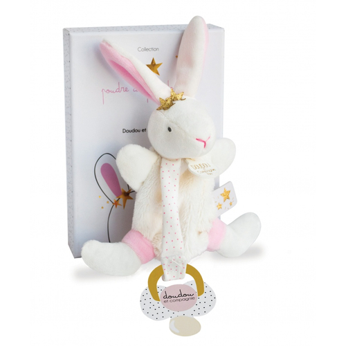 Lapin Etoile Doudou Bunny With Pacifier - რბილი სათამაშო პირსაწმენდით და საწოვარის საკიდით - image 1 | Labebe