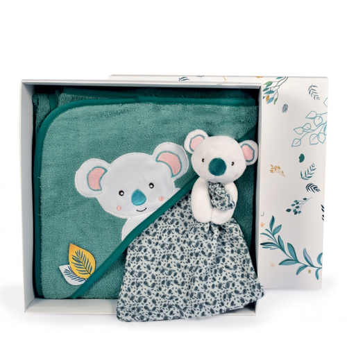 Bath Cape & Doudou Yoca Le Koala - Детское банное полотенце с мягкой игрушкой - изображение 1 | Labebe