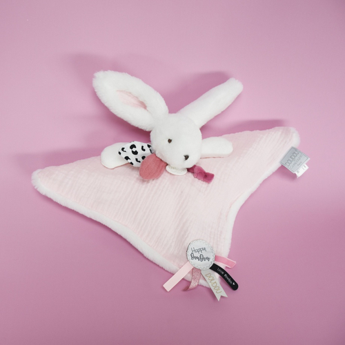 Happy Blush Doudou Pompon Pink - Мягкая игрушка с платочком - изображение 6 | Labebe