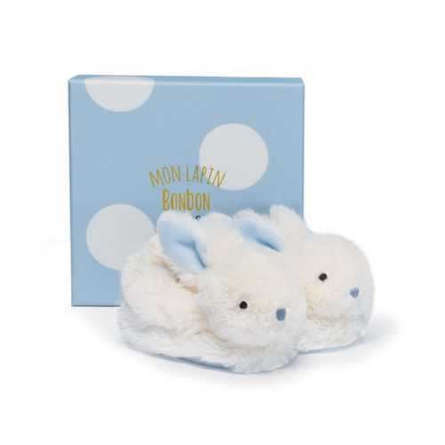 Lapin Bonbon Booties With Rattle Blue 0/6 Months - Baby slippers with rattles - image 1 | Labebe