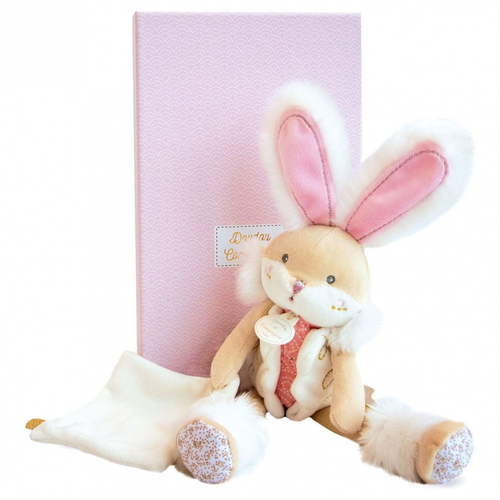 Lapin De Sucre Pink Doll With Doudou - Soft toy with a handkerchief - image 1 | Labebe