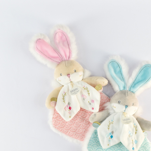 Lapin De Sucre Pink Doudou - Soft toy with a handkerchief - image 5 | Labebe