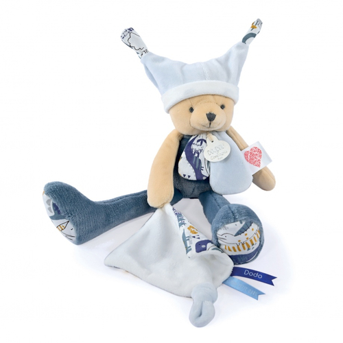Plush Bear Blue - Мягкая игрушка с платочком - изображение 1 | Labebe
