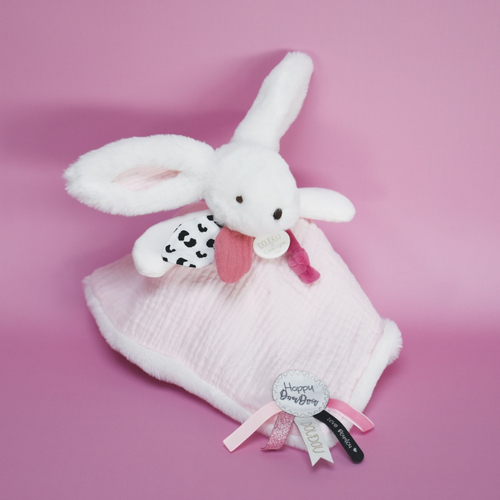 Happy Blush Doudou Pompon Pink - Мягкая игрушка с платочком - изображение 5 | Labebe