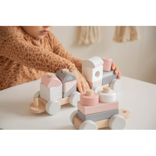 Label Label Stacking Train Pink - Деревянная развивающая игрушка - изображение 3 | Labebe