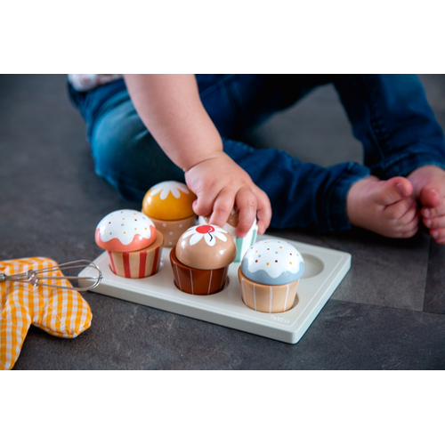 Tryco Wooden Cupcakes Set - ხის განსავითარებელი სათამაშო - image 5 | Labebe