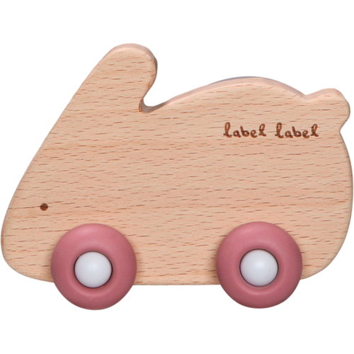 Label Label Teether Toy Wood & Silicone Rabbit Pink - Деревянная развивающая игрушка с прорезывателем - изображение 1 | Labebe