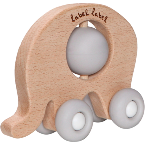Label Label Teether Toy Wood & Silicone Elephant Grey - Деревянная развивающая игрушка с прорезывателем - изображение 2 | Labebe