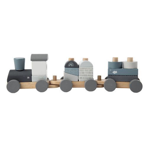 Label Label Stacking Train Blue - Деревянная развивающая игрушка - изображение 1 | Labebe