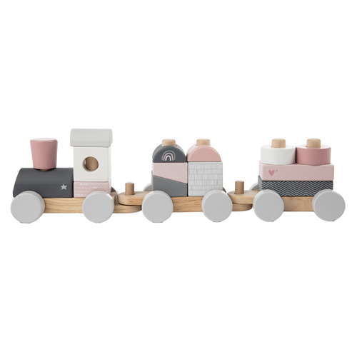 Label Label Stacking Train Pink - Wooden educational toy - image 1 | Labebe