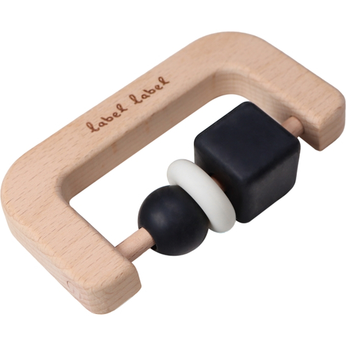 Label Label Teether Wood & Silicone Black & White - Wooden educational toy with a teether - image 1 | Labebe