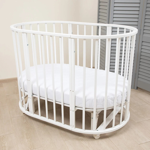 SKV Company Round & Oval White - Детская круглая и овальная кроватка с универсальным маятниковым механизмом - изображение 11 | Labebe