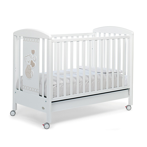 Foppa Pedretti Dolcecuore 500 Bianco - Wooden baby cot on wheels - image 5 | Labebe