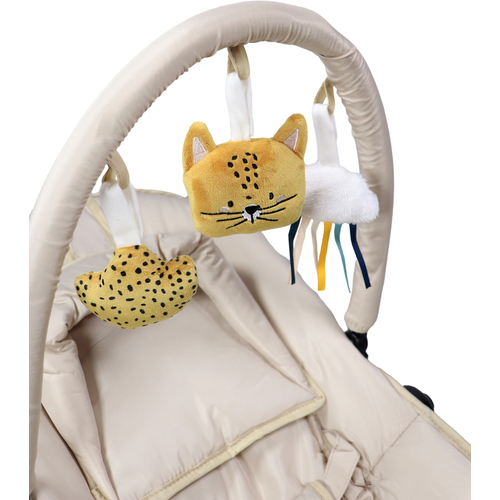 Tryco Leopard Lenny Sand Baby Bouncer with plush toy - Детский шезлонг - изображение 5 | Labebe