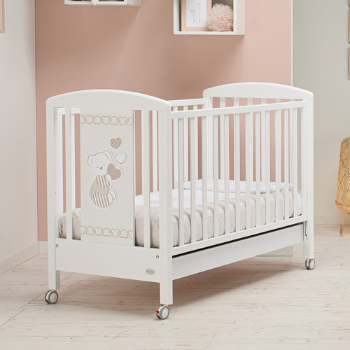 Foppa Pedretti Dolcecuore 500 Bianco - Wooden baby cot on wheels - image 1 | Labebe