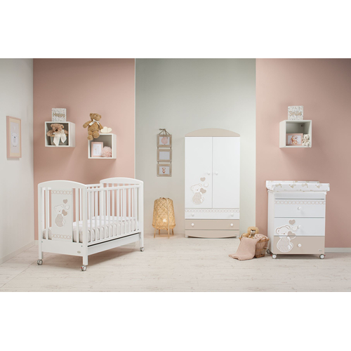 Foppa Pedretti Dolcecuore 500 Bianco - Wooden baby cot on wheels - image 2 | Labebe