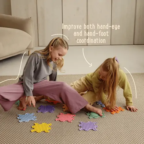 ORTOTO Hands And Feet Coordination Game Mini Puzzle Set (12 pcs.-15*15 cm) - ხალიჩა-ფაზლების ნაკრები ფეხების სენსორული მასაჟისთვის - image 2 | Labebe