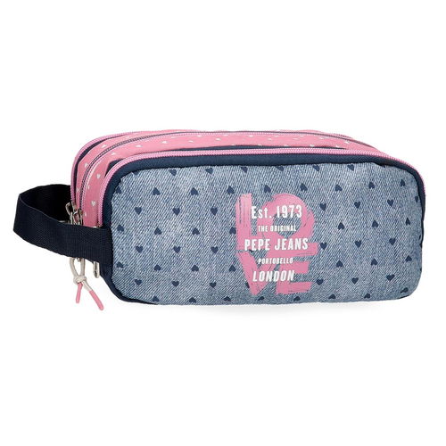 Pepe Jeans Noni Denim Triple Compartment Pencil Case - Детский пенал - изображение 1 | Labebe