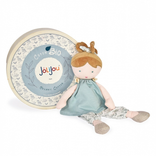 Jolijou Les Joliflores En Coton Bio Bleuette Bleue - Мягкая детская кукла - изображение 1 | Labebe