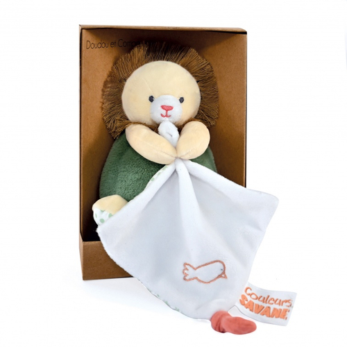 Lion Plush With Comforter - რბილი სათამაშო პირსაწმენდით და საწოვარის საკიდით - image 1 | Labebe