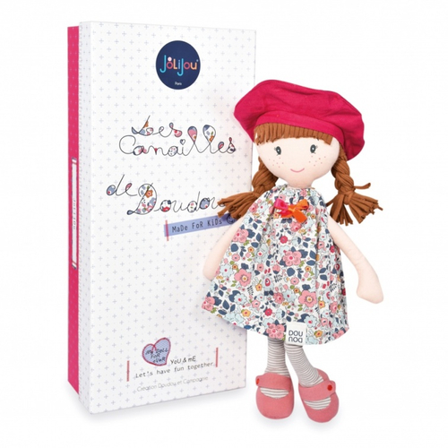 Jolijou Les Canailles Floryne Fleurs Vertes + Beret - Мягкая детская кукла - изображение 1 | Labebe