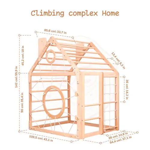 Wooden Climbing Playhouse - Деревянный детский домик - изображение 13 | Labebe
