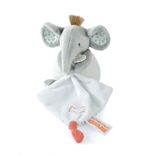 Elephant Plush With Comforter - რბილი სათამაშო პირსაწმენდით და საწოვარის საკიდით - image 2 | Labebe