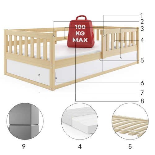 Interbeds Smart Pine - Подростковая деревянная кровать с встроенным ящиком для хранения - изображение 4 | Labebe
