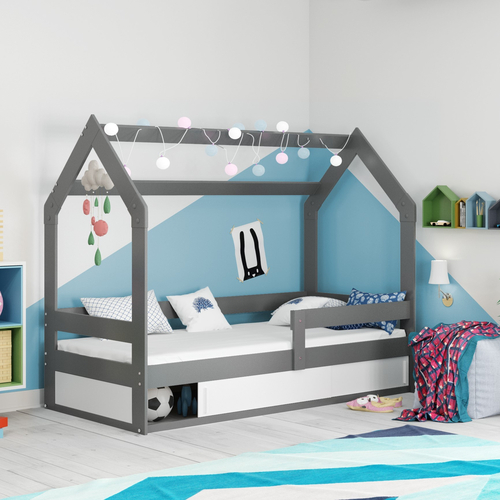 Interbeds Domek Graphite - Подростковая деревянная кровать с встроенным ящиком для хранения - изображение 1 | Labebe