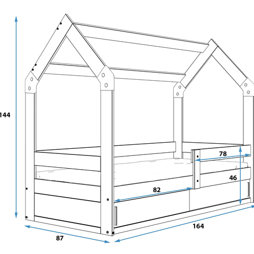 Interbeds Domek White - Подростковая деревянная кровать с встроенным ящиком для хранения - изображение 6 | Labebe