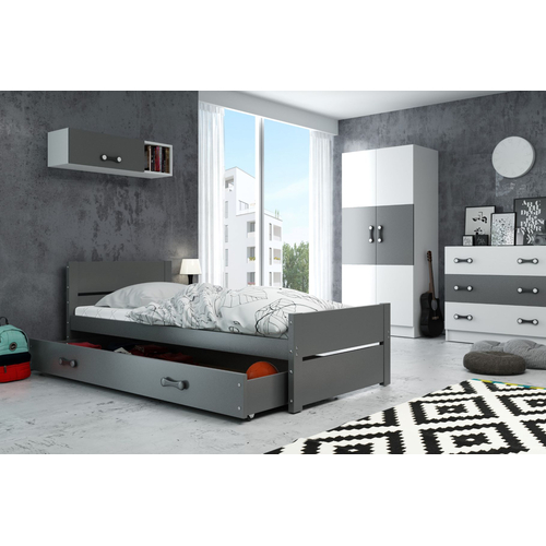 Interbeds Bartek Graphite - Wooden bed for teens - image 2 | Labebe