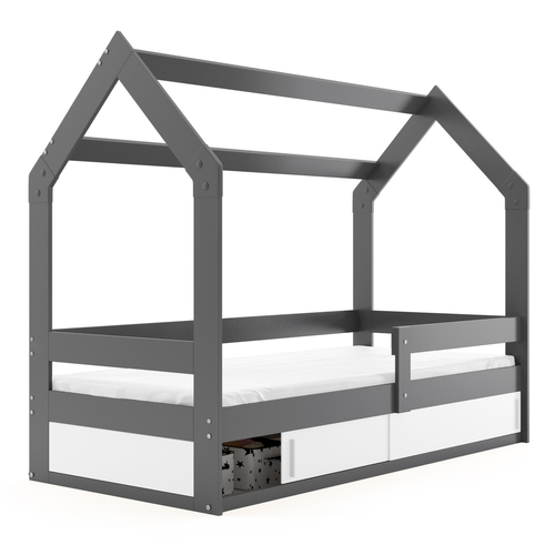 Interbeds Domek Graphite - მოზარდის ხის საწოლი ჩაშენებული სათავსოთი - image 4 | Labebe