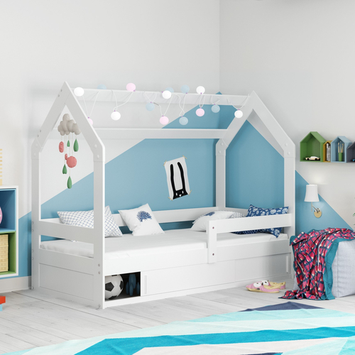Interbeds Domek White - Подростковая деревянная кровать с встроенным ящиком для хранения - изображение 1 | Labebe