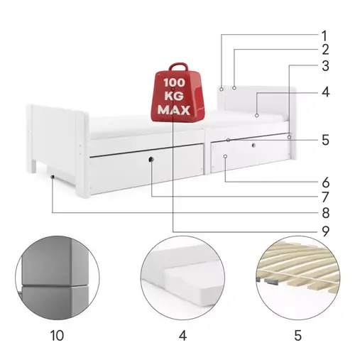 Interbeds Arek Graphite - Wooden bed for teens - image 4 | Labebe