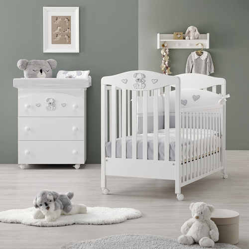 Erbesi Lucky Bianco / Grigio - Детская кроватка на колесиках - изображение 2 | Labebe
