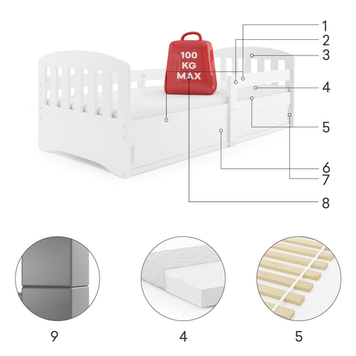Interbeds Classic White - Wooden bed for teens with an integrated storage box - image 4 | Labebe