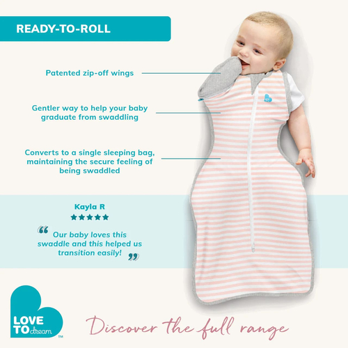 Love To Dream Transition Bag 1.0T Stretch Cotton Stripe GR M - Детский спальный мешок - изображение 5 | Labebe