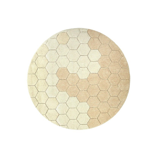 Lorena Canals Round Honeycomb Golden - რეცხვადი ხელნაკეთი ხალიჩა - image 1 | Labebe