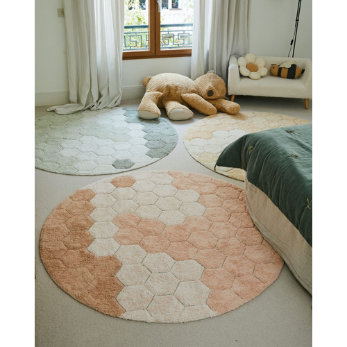 Lorena Canals Round Honeycomb Rose - რეცხვადი ხელნაკეთი ხალიჩა - image 5 | Labebe