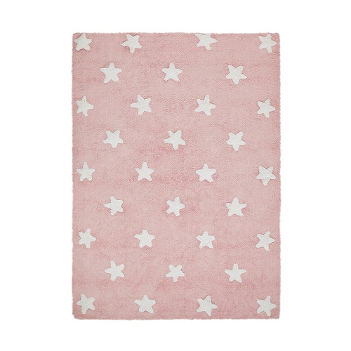 Lorena Canals Estrellas Rosa-Blanco/Stars Pink-White - რეცხვადი ხელნაკეთი ხალიჩა - image 1 | Labebe
